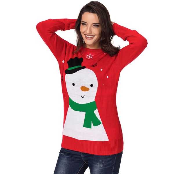 

перемычка снеговик олень свитера санта-клаус рождество узорные рождественские свитера топы для женщин пуловеры sy27908, White;black
