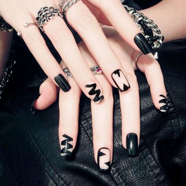 

24 pcs/set women lady 3d fake nails with glue middle-long full wrapped tips bride artificial false nail qrd88, Red;gold