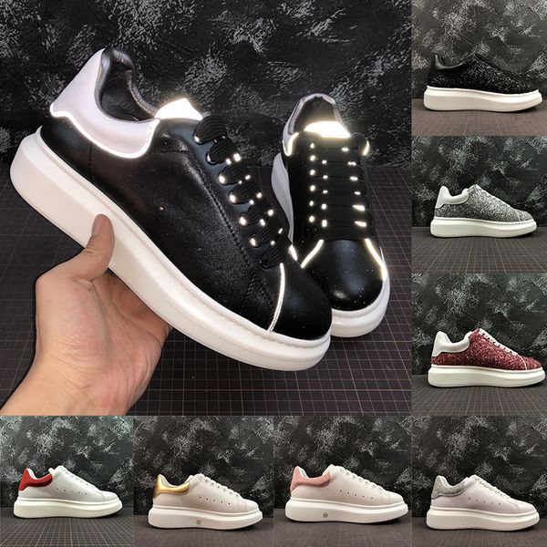 

2020 fashion luxury classic casual shoes platform leather trainer for mens womens 3m reflective black white sneakers velvet male chaussures