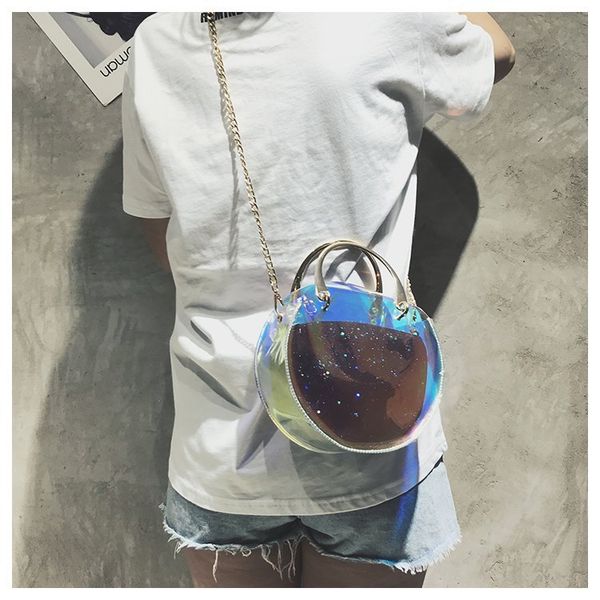 

2020 new women's shoulder bag ladies chain small sachet laser jelly bag transparent fashion shoulder diagonal