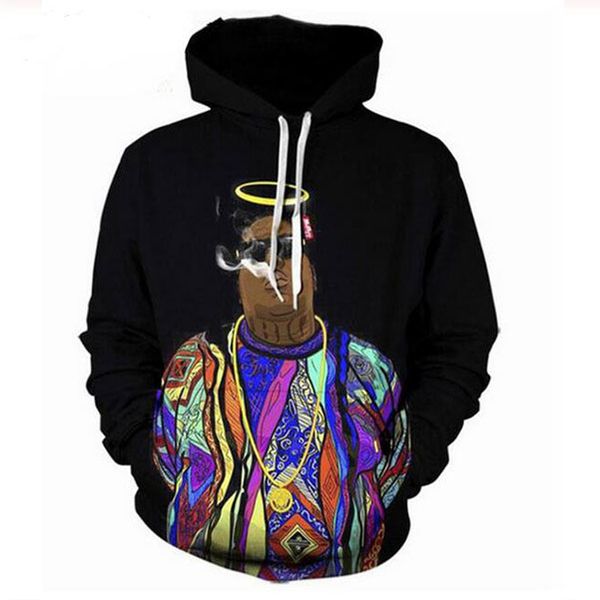 Nova moda Harajuku estilo 3D Printing Hoodies B.I.G. Biggie Homens Mulheres Outono e Inverno camisola Hoodies Coats XB01