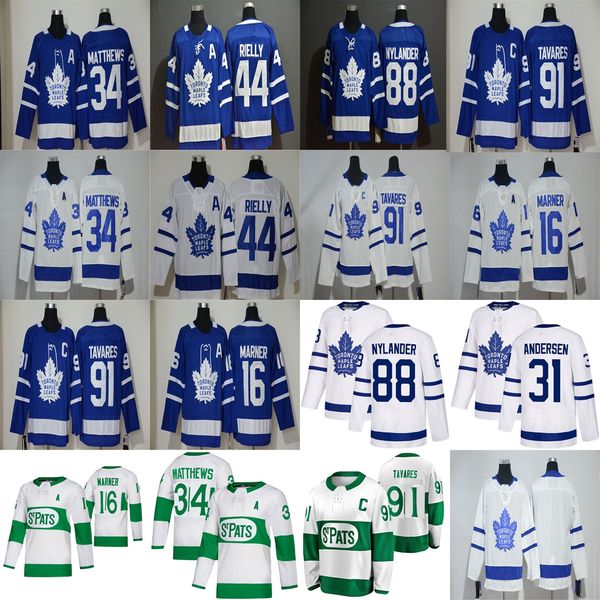 

toronto maple leafs jersey 34 auston matthews jersey 16 mitchell marner 31 frederik andersen 88 william nylander ice hockey jerseys stitched, Black;red