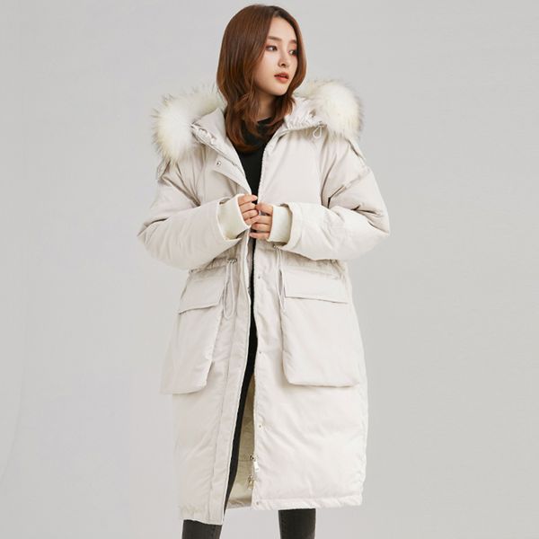 

2019 winter new down jacket women 90% white duck down long section casual thick warm women's hooded coat high quality, Black