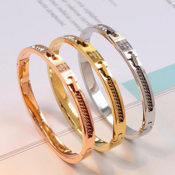 

свадьба марка ювелирные изделия для женщин новые титановые стали римские цифры браслеты браслеты 18k позолоченный браслет cz, Black