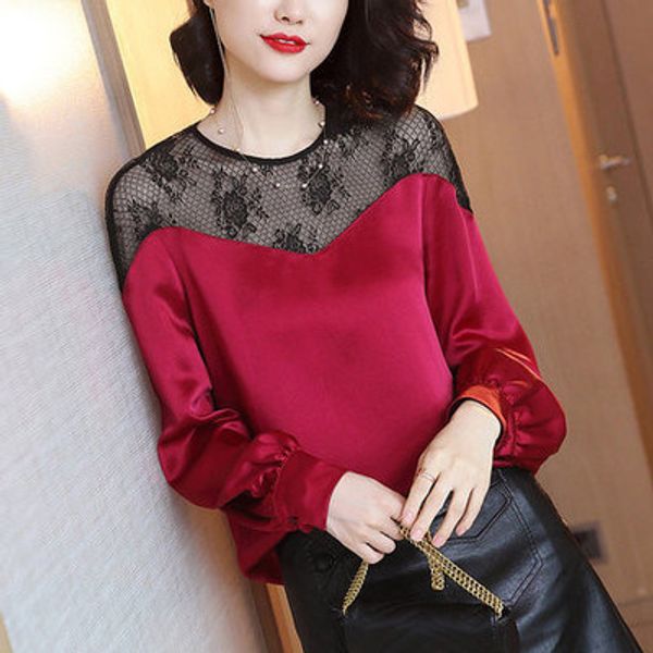 

luxury fashion vintage designer brand tees red lace long sleeve plus size knits for women 5 size 022, White