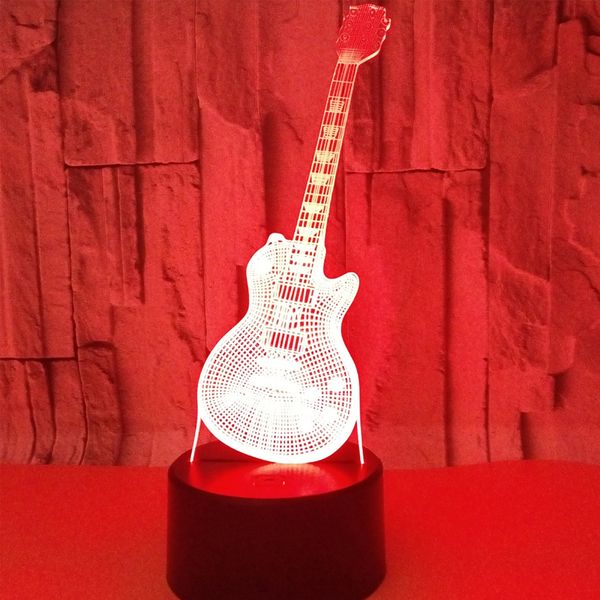

3d led night light musical instruments guitar with 7 colors light for home decoration lamp amazing visualization optical