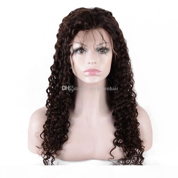 

очень сексуальные 100% необработанные девственные люди длинных волосы hd парик шнурок естественного цвета свободно курчавый для женщин парик, Black;brown