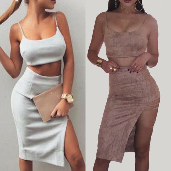 

2020 women sets summer 2pcs stylish crop tee high cut mini skirts suit unique design skinny club party clothes, White