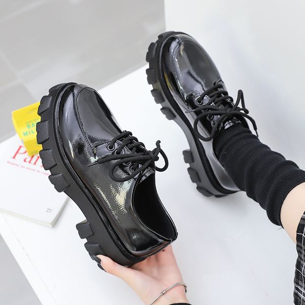 

cross women's shoes british style slip-on oxfords casual female sneakers all-match clogs platform round toe preppy slip on, Black