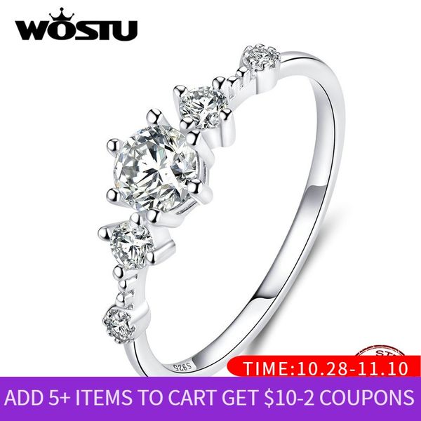 

wostu 100% real 925 sterling silver bright zircon wedding ring for women delicate engagement lover rings fine jewelry bkr568, Golden;silver