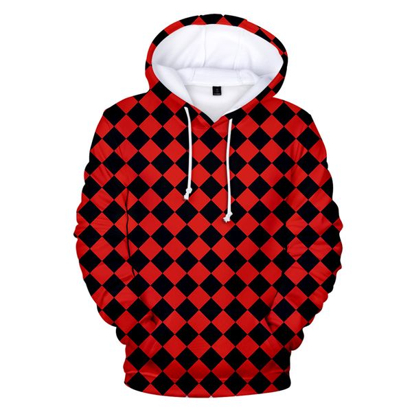 

casual print 3d demon slayer hoodie sweatshirt men/women 3d demon slayer plaid stitching hooded autumn comfortable hoodie, Black