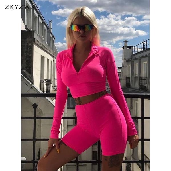 

zkyzwx женские наряды спортивные короткие из двух частей набор растениеводство топ+байкер шорты костюм весна bodycon 2 шт. соответствующие н, White