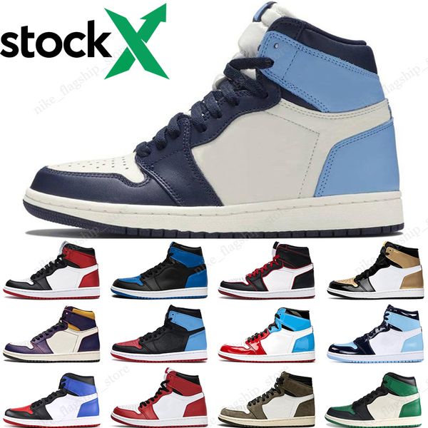 

obsidian jumpman 1 1s high og basketball shoes travis scotts shattered backboard tubro green pine green game royal mens sports sneakers