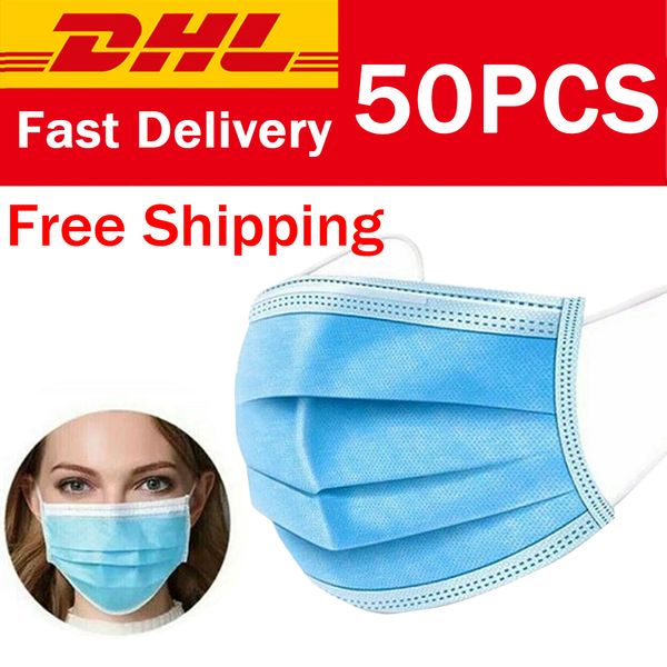 

dhl ship 3-layers disposable face masks dustproof nonwoven n95 level face mouth mascheri breathing protective safety masque in stock