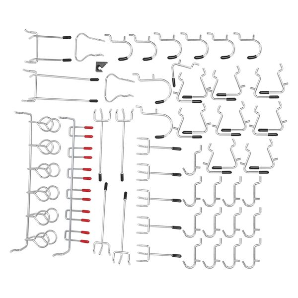

52 pcs metal hooks pegboard hangers 23cm tool hooks for hanging tool garage organization storage work shop display, sil