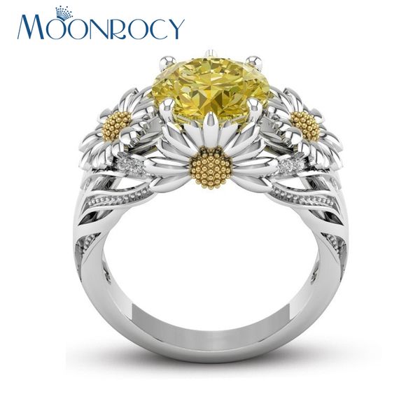 

весь salemoonrocy drop shipping кубический цирконий ювелирные изделия оптом хризантема серебряный цвет кристалл кольцо для женщин девушки по, Golden;silver