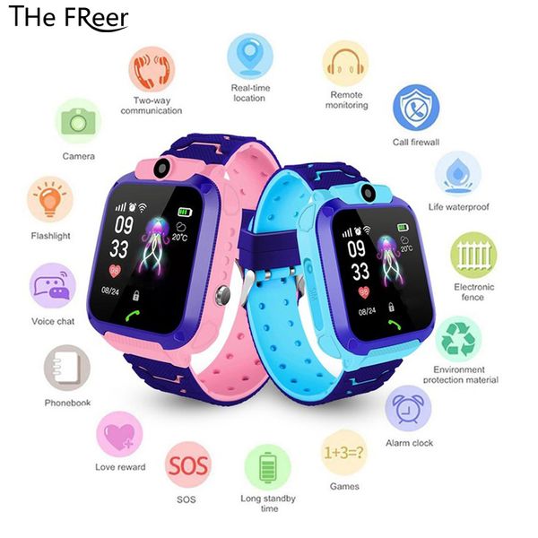 

smart watch lbs kid smartwatches baby watch for children sos call location finder locator tracker anti lost voice chat sim card, Slivery;brown