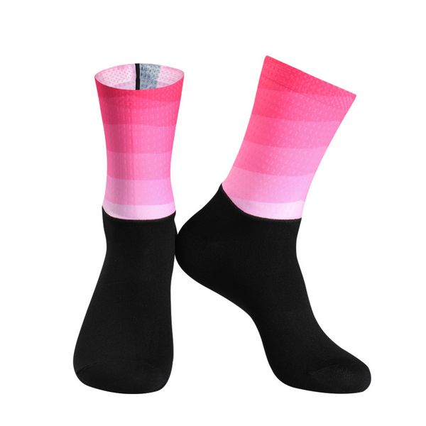 

2019 gradient color anti slip cycling socks men women compression bicycle running sport bike socks, Black