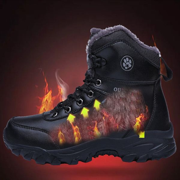 

plus velvet high-hiking shoes men waterproof non-slip trekking sneakers winter snow keep warm zapatillas impermeables hombre