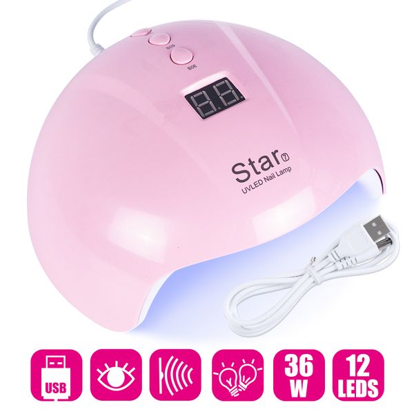 

36w nail dryer uv led lamp for nails curing all gel polish manicure sun light usb mini drying equipment nail art tools lastar7
