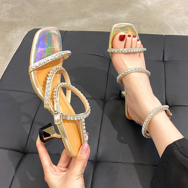 

sandals stiletto heels all-match 2020 women's clear shoes suit female beige buckle strap sale heeled fashion summer high, Black