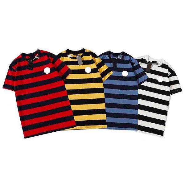

2020/cons european american luxury designer t shirt summer new striped wild round neck t-shirt high-quality cotton couple t-shirts, White;black