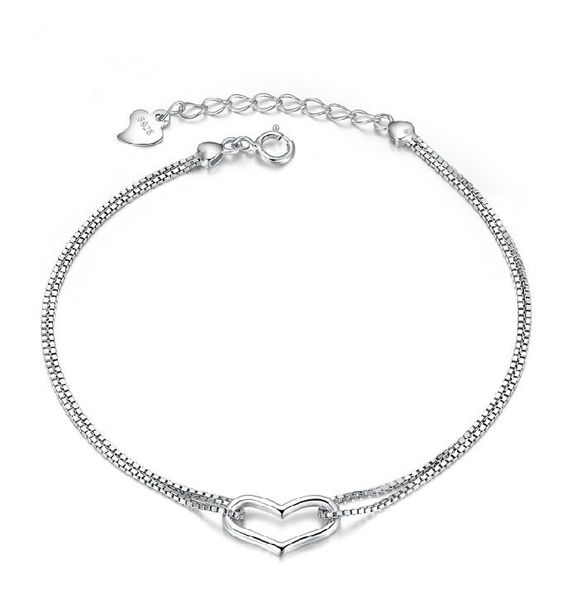 

jewelry heart heart-shaped charm bracelet double line love diamond plated platinum, Golden;silver