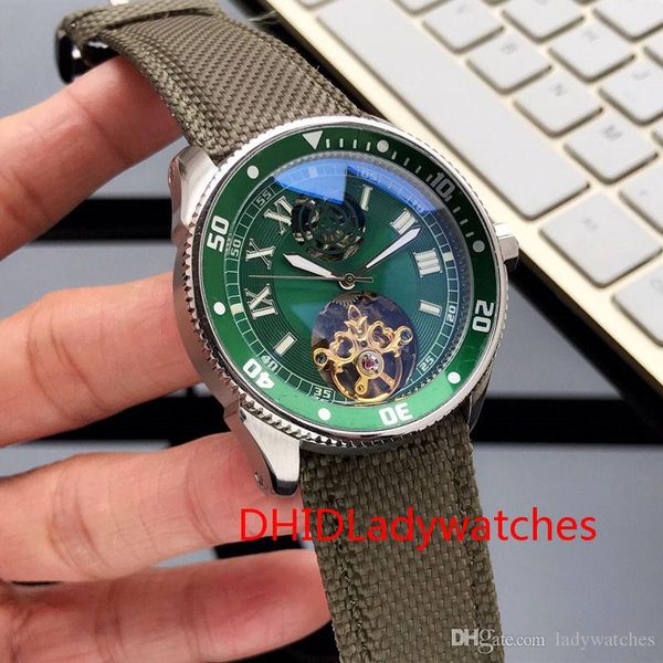 

роскошные мужские часы трехигольный маховик с автоматическим механизмом, корпус из нержавеющей стали 316 зеленый модный кожаный ремешок с пр, Slivery;brown