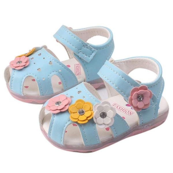 

babyear old flowers girls sandals lighted soft-soled princess babyear old shoes, Black;red