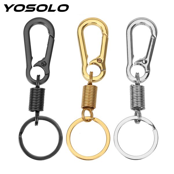 

yosolo key ring spring gourd buckle belt clip loop metal key chain men fashion car-styling stainless steel car keychain