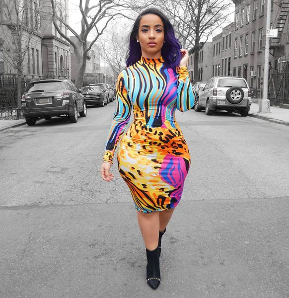 

dresses for womens ladies designcostume cute printed multi-color dress, Black;gray