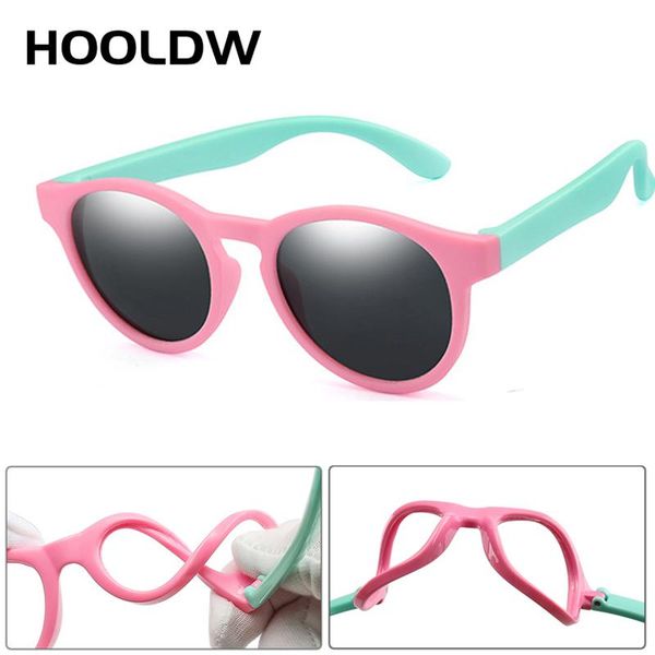 

hooldw children polarized sunglasses round cute kids sun glasses uv400 boys girls silicone flexible safety baby shades glasses qglhh, Blue