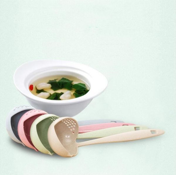 

wheat straw soup spoon colander 2 in 1 long handle spoon strainer multifunction tableware kitchen gadget kitchen accessories lxl1263-a