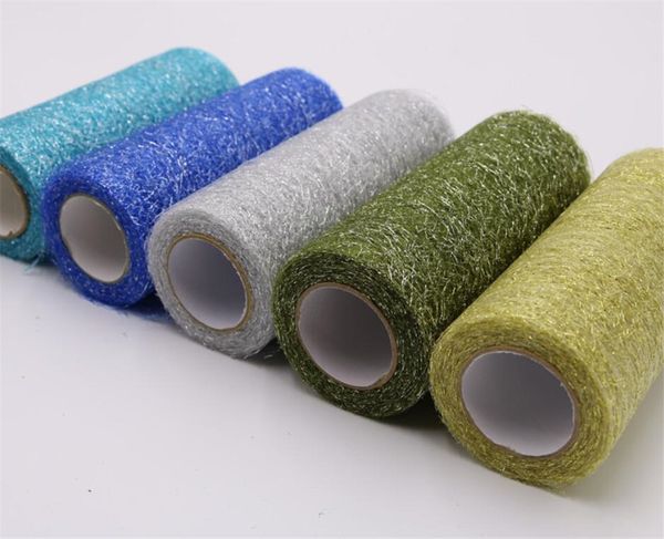 

home festive 9.2m/roll organza tulle roll spool fabric ribbon diy tutu skirt gift craft party chair sash wedding party gold silver