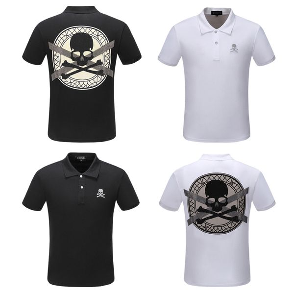 

men polo shirt 2019 quality summer fashion men tee design print pp polo short sleeve t-shirt poloshirt clothes skull shir clothing p906, White;black