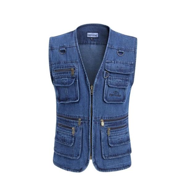 

in the autumn of 2019 men leisure cowboy vest pocket, Black;white