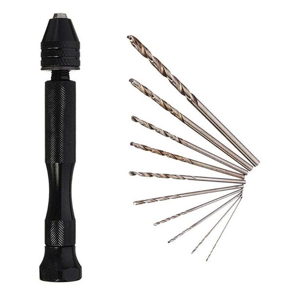 

10 in 1 mini 0.8mm-3.0mm twist drill bit & micro aluminum hand drill bit keyless chuck reamer hand twist clamping