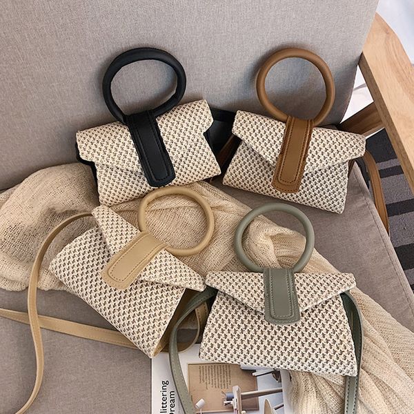 

fashion straw crossbody for women with big pu circle handbag over shoulder -opk