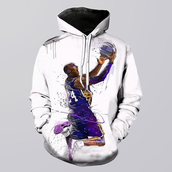 

kobe mens 3d printed hoodies pullover hooded boys sweatshirts 24 fashion cartoon pattern casual homme with pockets, Black