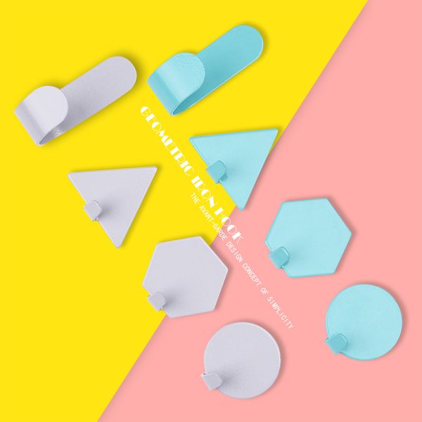 2019 Wrought Iron Hooks Geometry Free Punching Strong Adhesive