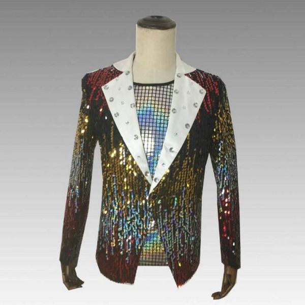 

европейский и американский стиль розовый фиолетовый градиент разрывающий личность костюм 2019 новый мужской флип костюм платье прилив, White;black