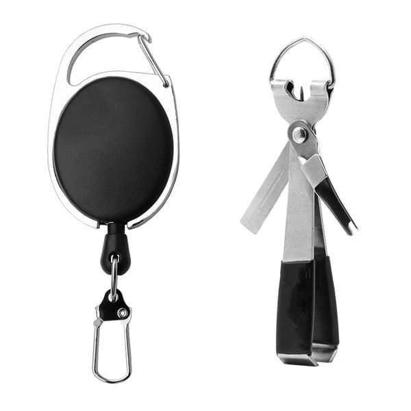 

outdoor fly fishing tool tongs fish line scissors retractor keychain holder retractable carabiners clip key chain fishing accessories hhaa54