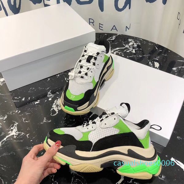 

2020 triple s men chunky sneaker dad shoes casual shoes luxury triple s trainers with translucent soles, box, dust bag c06, Black