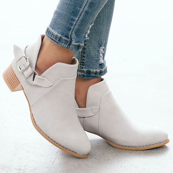 

winter women boots faux suede slim ankle belt buckle strap point toe platform high thick heels ladies shoes zapatos de mujer, Black
