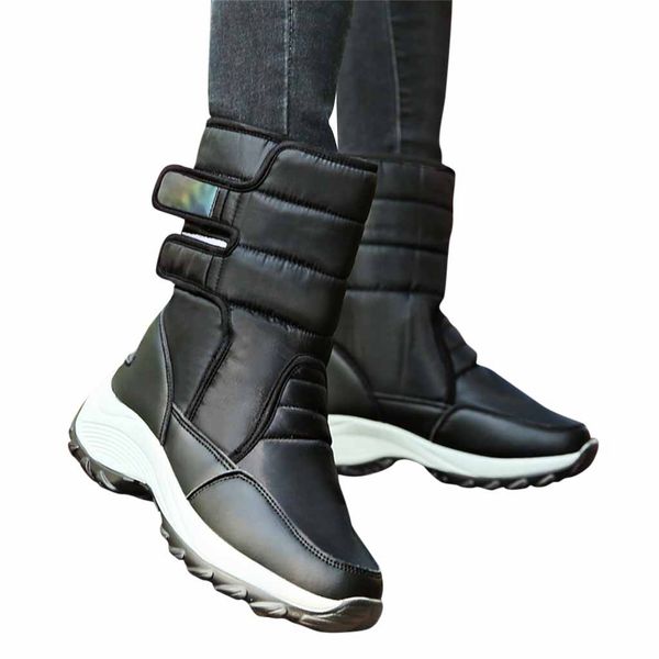 

sagace winter waterproof warm plush snow boots heels shoes women ladies round toe ankle boots casual short, Black