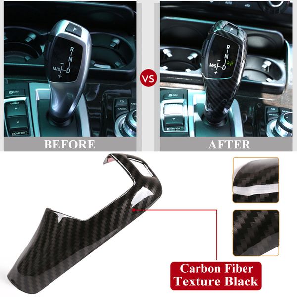 

abs carbon fiber style car gear shift cover sticker fit for e60 e70 x5 x6