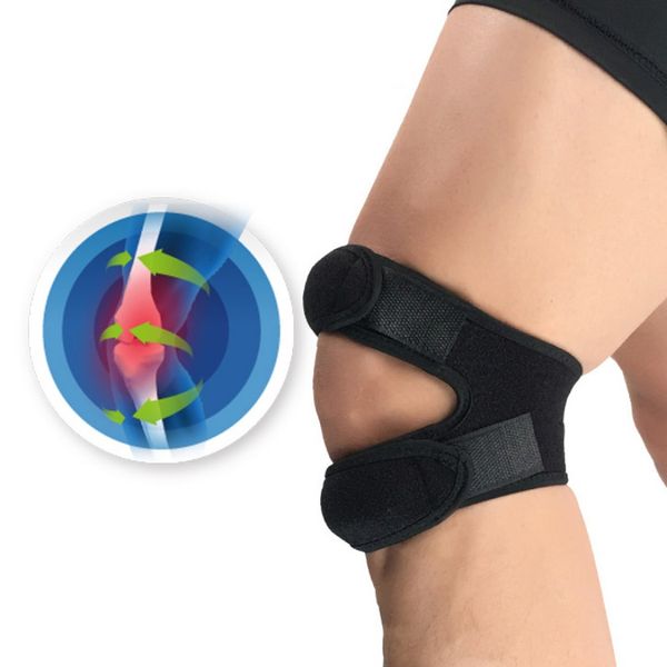 

new 1pcs pressurized knee wrap sleeve support bandage pad elastic braces knee hole kneepad safety basketball tennis cycling, Black;gray