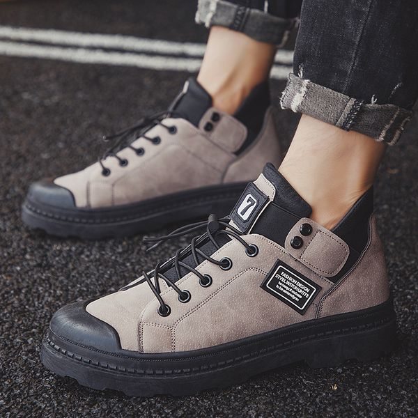 

2019 new fashion spring/autumn male boots mens genuine leather cow leather cross-tied shoes mans comfort walking casual shoes, Black
