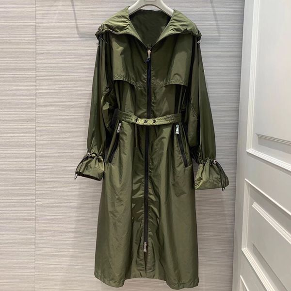 

autumn women's trench coat casual long butterfly sleeve hooded coat vintage zipper outwear long clothing, Tan;black