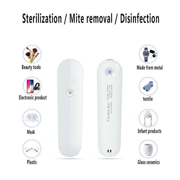 Recarregável mini-Handheld germicida lâmpada portátil UV desin fecção vara UVC Sanitizer Lâmpada de esterilização para Home Viagem Trabalho